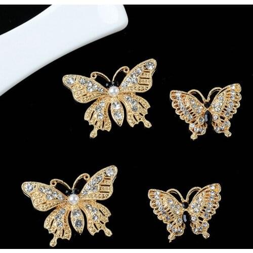 5Pcs New Rhinestone Alloy Hollow Diamond-Studded Butterfly Jewelry Accessories Diy Hand-made Bags Jewelry Materials