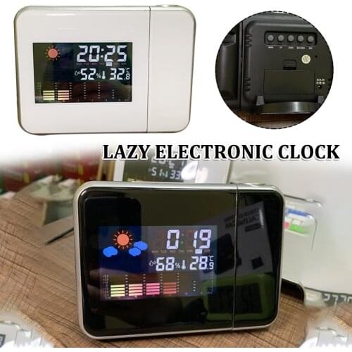 LED Digital Projection Alarm Clock Temperature Thermometer Desk Time Date Display Projector Calendar USB Charger Table Led Clock