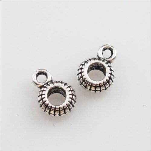 60 New Charms Tibetan Silver Round Circle Bail Beads Fit Bracelet 7x10mm