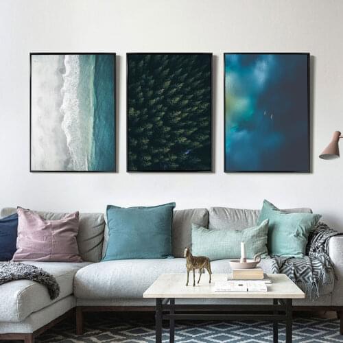 Carribean Seascape Posters and Prints Nordic Forest Landscape Wall Pictures For Living Room Paddle Dream Canvas Painting Decor