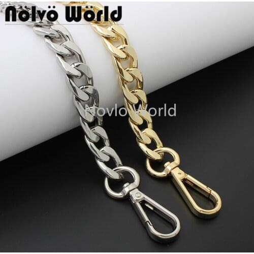 1-5 pieces 60-100-120cm 14mm width gold silver aluminum tabular chains for fashion bag purse strap for crossbody