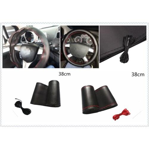 Car steering wheel cover DIY size 38 cm fiber leather hand-sewn for Ford Focus MK2 MK3 MK4 kuga Escape Fiesta Ecosport