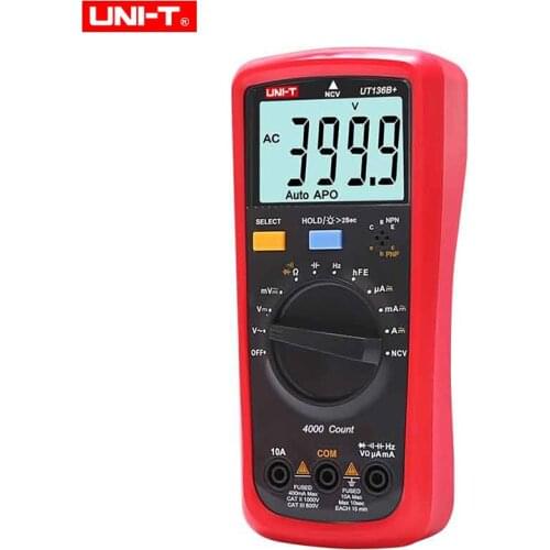 UNI-T UT136B+ Auto Range Digital Multimeter AC/DC 1000V 10A multimetro 4 times/second sampling rate with HFE Hz NVC Test