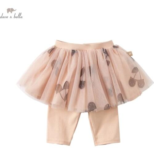 DB16832 dave bella summer baby girls fashion cartoon print pants children calf length kids pants infant toddler trousers