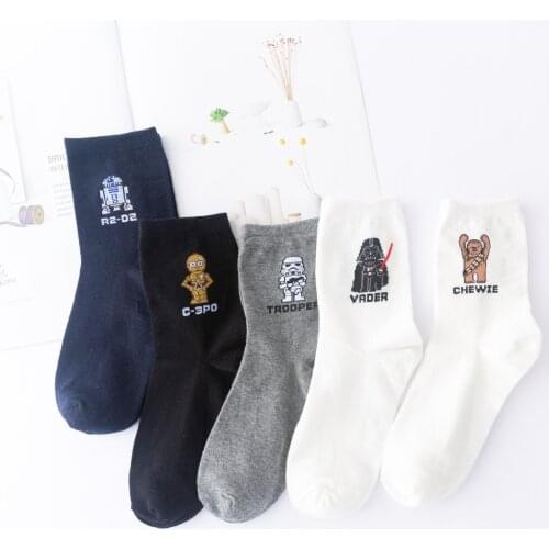 Disney Marvel Black Samurai Symmetrical LOGO Four Seasons Skateboard Casual Socks Star Wars Series Stockings Christmas Gifts