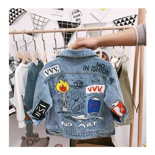 Boys Trench Jean Jackets Girls Kids clothing baby coat Casual outerwear Windbreaker Childrens Denim Jackets 2-6Y