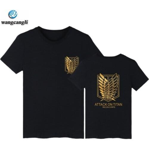Attack on Titan Shingeki no Kyojin short sleeve T Shirt men women Anime Cosplay Costumes cotton T-shirt Survey Corps Logo Tshirt