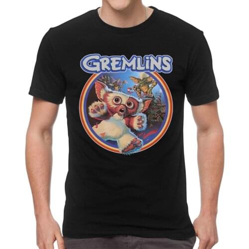 Gremlins 84 T Shirts Men Short Sleeve Cotton T-shirt Gizmo 80s Movie Mogwai Monster Retro Sci Fi Tee Tops Novelty Tshirts Gift