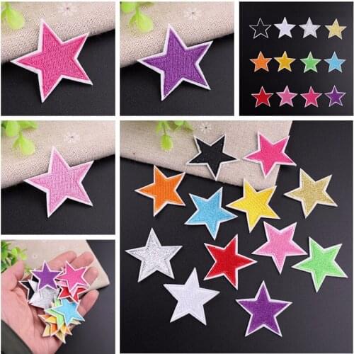 Exquisite Five-pointed star Embroidery Patches Coat Patch Iron On Patch Applique Badges Cheap Cute Badges For Clothes Stickers