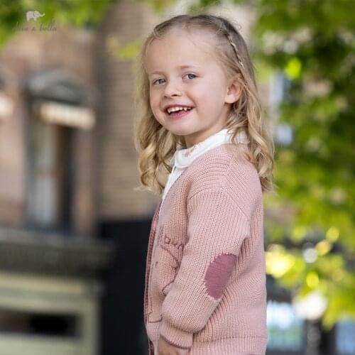DBM19137-1 dave bella autumn infant baby girls fashion cartoon cardigan kids girl toddler coat children cute knitted sweater