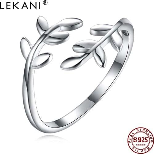 LEKANI Women Rings 925 Sterling Silver Minimalist Branches Open Adjustable Ring Elegant Female Fine Jewelry Gift New Arrival