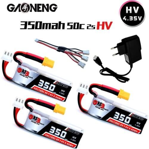GAONENG GNB 2S 7.6V 350mAh 50C/100C Lipo Battery Charger Sets XT30 plug For BETAFPV Beta75X Beta65X RC FPV Racing Drone Part