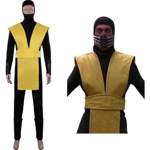 Sub-Zero Scorpion Cosplay Costume Adult Top Pant Vest Belt Outfits Halloween Carnival Suit