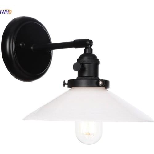 IWHD Nordic White Glass Wall Lamps Beside Living Room Bathroom Mirror Stair Light Retro Wall Lights For Home Lighting Luminaire