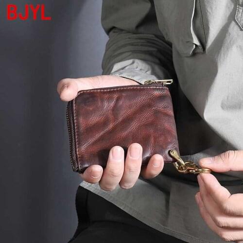 2020 New Mini Wallets Leather Mens Coin Purse Vintage Fold Mens Short Wallet Zipper Card Holder Small Wallet Coin Bag Original