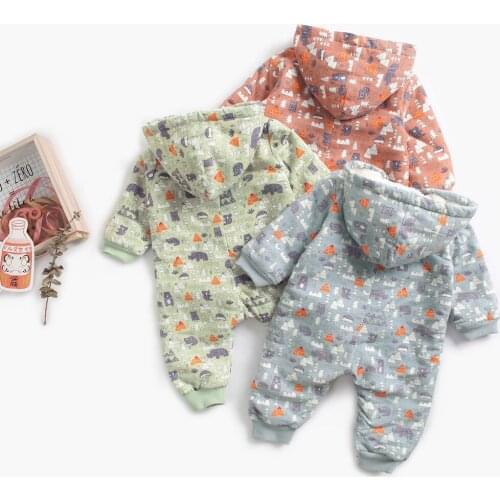 Autumn Winter Warm Baby Rompers Baby Boys Clothes Coral Fleece Baby Girls Costume Animal Overall Baby Clothing Jumpsuits Outfits