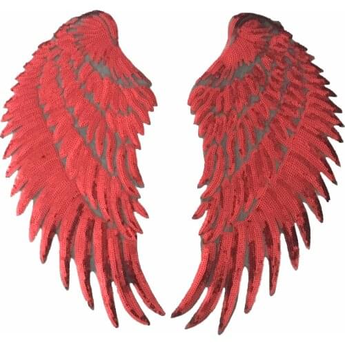 1 Pair New Arrival Sequins Wings Patches Iron on Patch for Clothes Big Motif Appliques Patch DIY Sewing Accessories 4 Colors