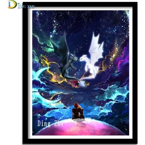 Full Square Round Drill 5D DIY Diamond Painting Dragon 3D Embroidery Cross Stitch Fantasy Sky Cartoon Diamond Art Mosaic Decor