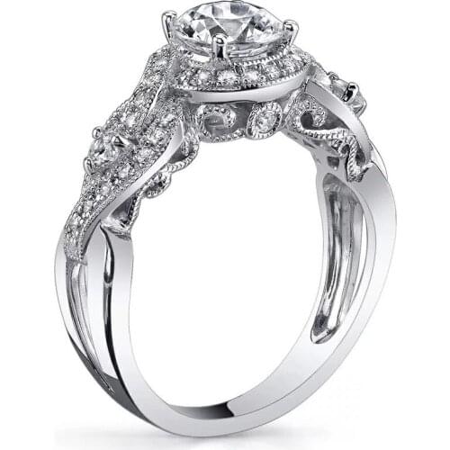 WYJZY Luxury retro openwork pattern ring for women micro-inlaid zircon fashion design ring ladies anniversary wedding engagement