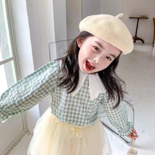 Toddler Girl Shirts Stylish Korean Plaid Long Sleeve Tops for Girl Kids Clothing Autumn New Arrival Baby Shirts 1 2 3 4 5 6 Y