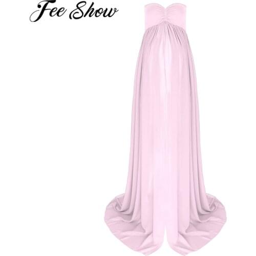 Maternity Dresses For Photo Shoot Chiffon Pregnancy Dress Photography Prop Maxi Gown Split Front Dresses For Pregnant Women