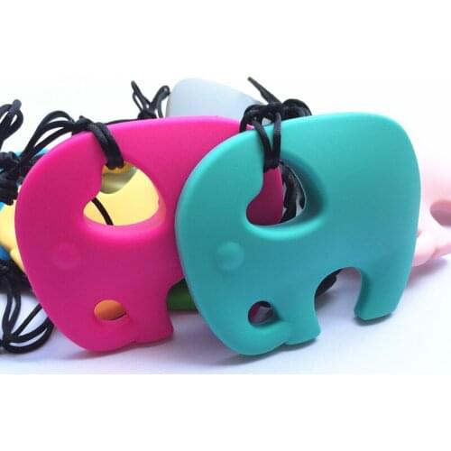 Silicone Teething Necklace large elephant Pendant -100% Non Toxic BPA Free Silicone 100% Food grade Chewable Silicone Jewelry