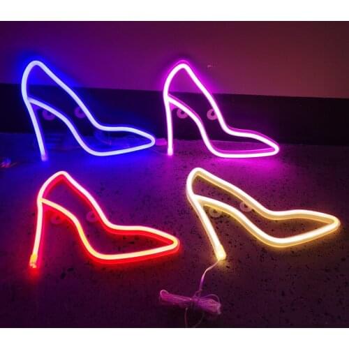 High Heel Shape Neon Wall Lamp Girls' Room Women Bedroom Decoration Night Light Holiday Indoor Atmosphere Lighting Backlight