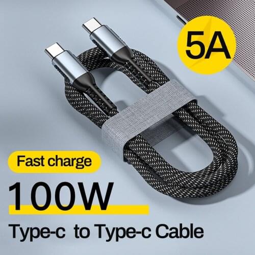 100W Type C To C USB Cable For Laptop Tablet 5A Fast Charging Charger Cable 480 Mbp Fast Transmit Data Wire Type C Cable Braided