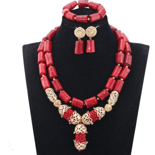 Splendid Purple and Gold African Coral Jewelry Sets Traditional African Beads Wedding Party Jewelry Set New CNR828