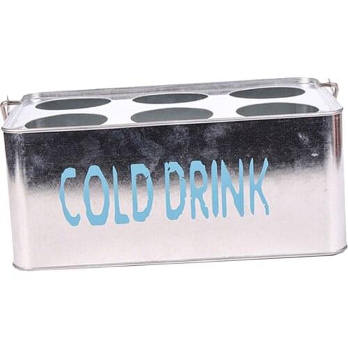 Vintage Metal Beer Bottle Carrier Basket Caddy 6-Pack for Outdoor Barbecue Picnic Home Bar Cafe Shop KTV Decor