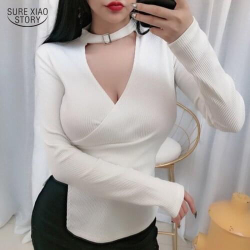 Autumn Elelgant Solid Women Pullover Sweater Gentle Sexy V-neck Hollow Long Sleeve Sweaters Tops Winter Cross Sweater Woman16072