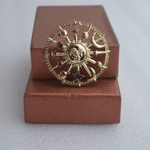 40GB Golden Star Moon Sun Galaxies Rudder Brooch Pewter Lapel Pins Fashion Jewelry