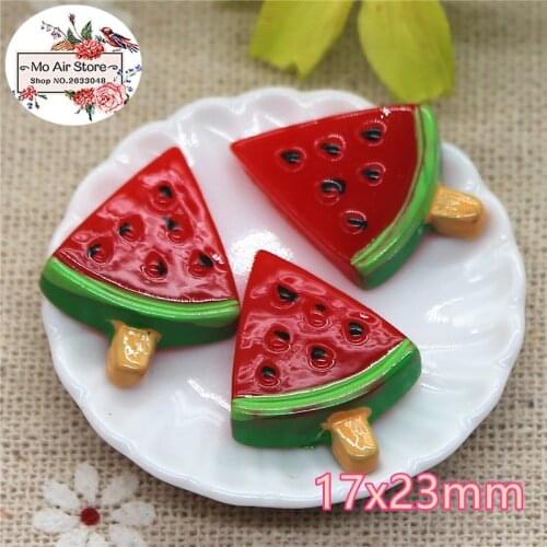 10PCS Watermelon ice cream stick Resin Flat back Cabochon imitation food Art Supply Decoration Charm Craft