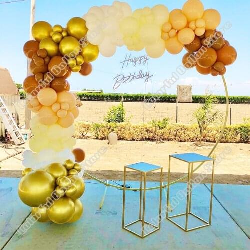 161pcs Birthday Party Wedding Background Double Maca Yellow Latex Balloon Arch Coffee Gold Balloon Garland Baby Shower Decor