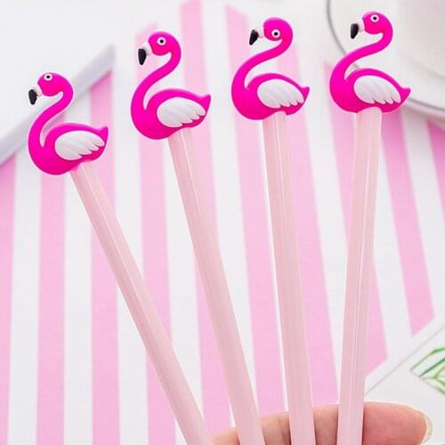 36 pcs/lot Flamingo Gel Pens Cartoon 0.38 mm Black Ink signature pen School office Writing supplies Stationery gift escolar