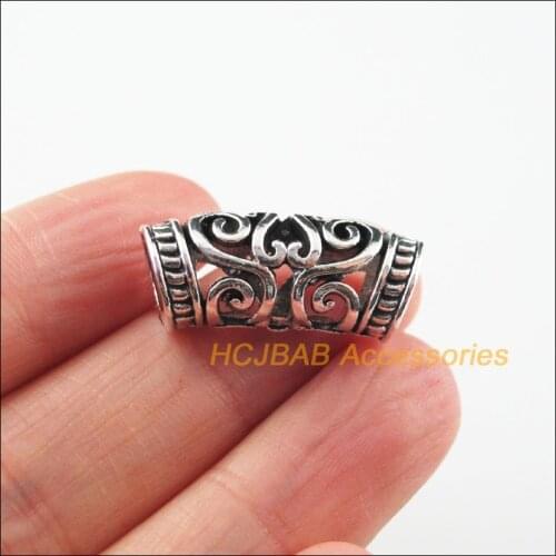 8 New Flower Wave Charms Tibetan Silver Color Heart Tube Spacer Beads 11x25mm