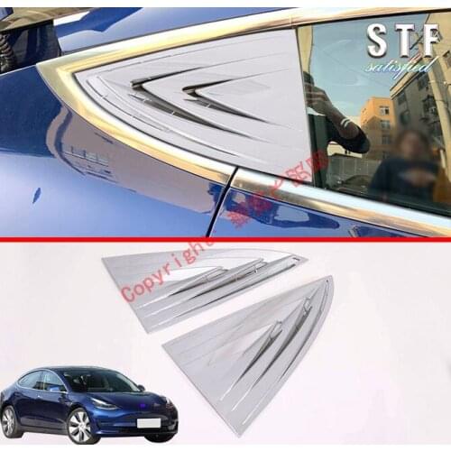 ABS Chrome Rear Window Spoiler Side Pillar Post Cover Trim Molding For Tesla Model 3 2017 2018 2019