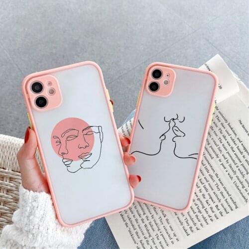 Funny Face Abstract Phone Case for IPhone 11 Pro Max X XR Xs Max 6S 7 8 Plus SE2 Soft Simple Line Girls Cover for IPhone 12 Pro