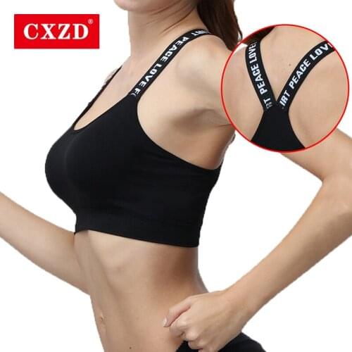 CXZD 2021 Women Cross Straps Wireless Padded Comfy Gym Running Bra Underwear Active Wear Workout Fitness Sportswear Sport Top