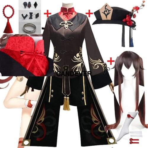 Girls kids child Genshin Impact Hu Tao Cosplay Hutao Costume Wigs hat Game Suit Anime Outfits Halloween Uniforms Women adult