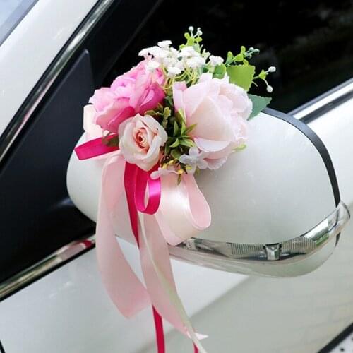 EUROPE WEDDING CAR DECORATIVE SILK FLOWERS DOOR HANDLE ROSE REARVIEW MIRROR GARNISH ARTIFICIAL WREATH FAKE FLOWER FAKE PLANTS