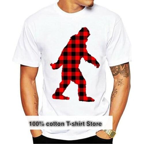 Europe Size Mens Tshirt Sasquatch Bigfoot Buffalo Check Lumberjack Plaid Silhouette T Shirt For Men Unique Tops Summer Tees