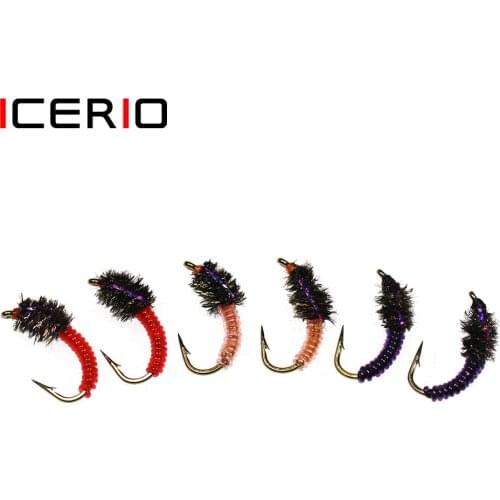 ICERIO 6PCS Midge Buzzer Nymph Flies Trout Fishing Fly Lure Baits