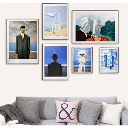 Rene Magritte Canvas Painting Surrealism Classic Artwork Reproduction Posters and Print Wall Art Picture for Living Room Cuadros
