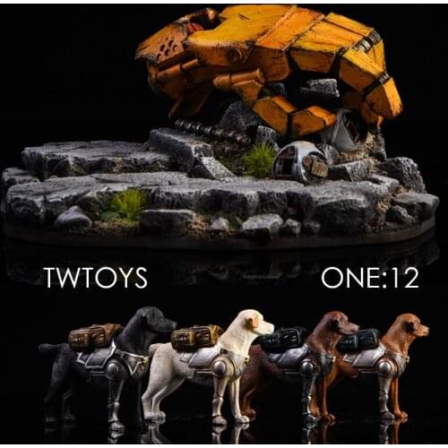 1/12 Scale TWTOYS TW1916 Collection Battlefield Ruins and Robot Dog Animal Model Scene Platform Model