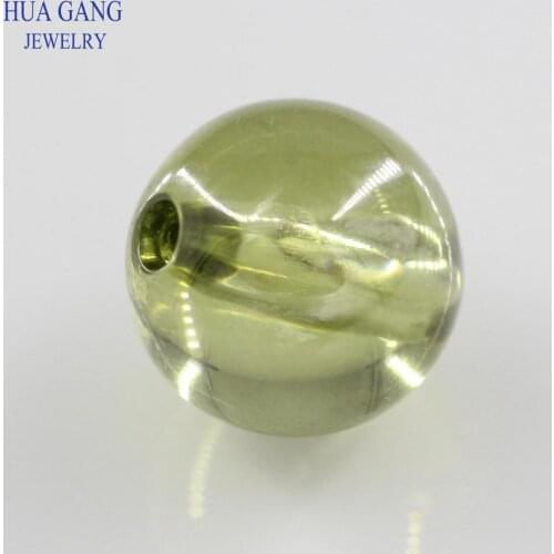 Peridot Round Hole Cubic Zirconia Beads Cabochon Cut Synthetic Gems For DIY Bracelet Necklace For Jewelry Making Accessories