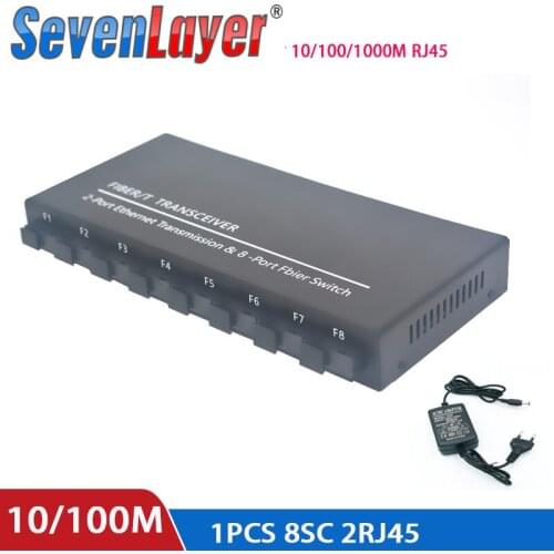 10/100/1000M media converter Gigabit Ethernet Switch 8 SC 155M Fiber Port 2 1000M RJ45 utp Single Fiber SC Conver 5V3A