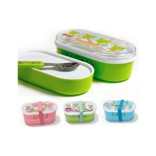 BF050 Cute cartoon Childrens double box 15*8*8cm food box bento free shipping