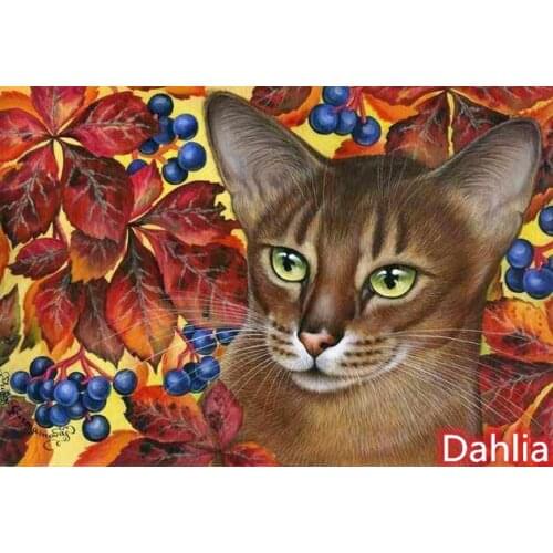 Autumn Ivy Cute Cat Art Cross Stitch Kits Crafts Top Quality Embroidery Needlework DIY 14CT Canvas Unprinted Decor Handmade