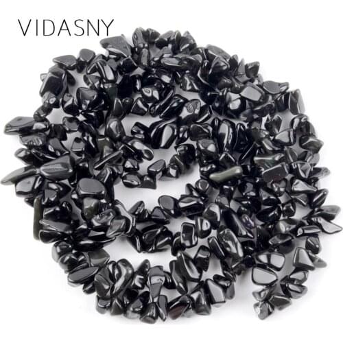 Natural Gem Black Gravel Irregular Chip Black Glass Stone Beads For Jewelry Making Diy Necklace Bracelet 3-5-8-12mm 16inch